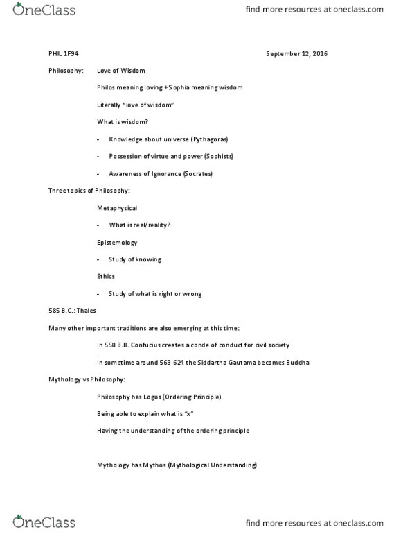 PHIL 1F94 Lecture Notes - Lecture 1: Sophist, Gautama Buddha thumbnail