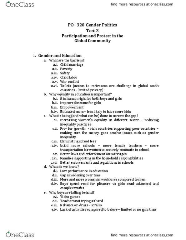 PO320 Lecture Notes - Lecture 59: Child Labour, Gender Role, Methylphenidate thumbnail