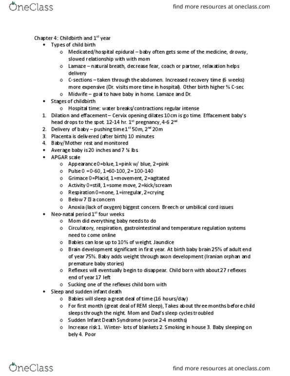 PSYC 304 Lecture Notes - Lecture 4: Apgar Score, Umbilical Cord, Trilobite thumbnail