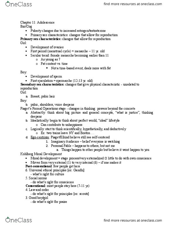 PSYC 304 Lecture Notes - Lecture 11: Secondary Sex Characteristic, Pubic Hair, Menarche thumbnail