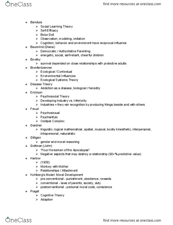 HD FS 102 Lecture Notes - Lecture 1: Ecological Systems Theory, Social Learning Theory, Oedipus Complex thumbnail