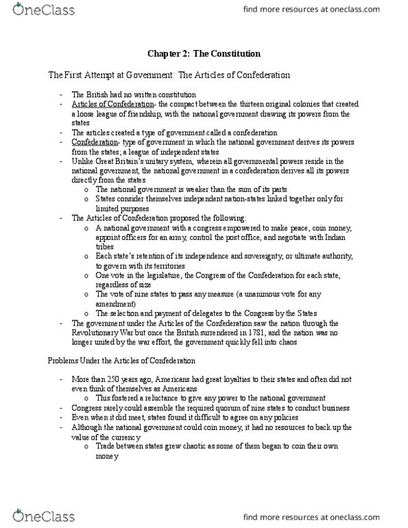 GOVT-110 FA4 Chapter Notes - Chapter 2: Nationstates, Daniel Shays, Continental Army thumbnail