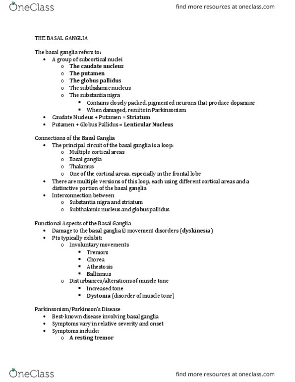 CMD 377 Lecture Notes - Lecture 16: Substantia Nigra, Basal Ganglia, Subthalamic Nucleus thumbnail