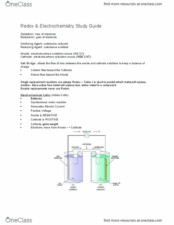 CAS CH 102 Lecture Notes - Lecture 6: Redox, Electrolytic Cell, Electrochemistry thumbnail