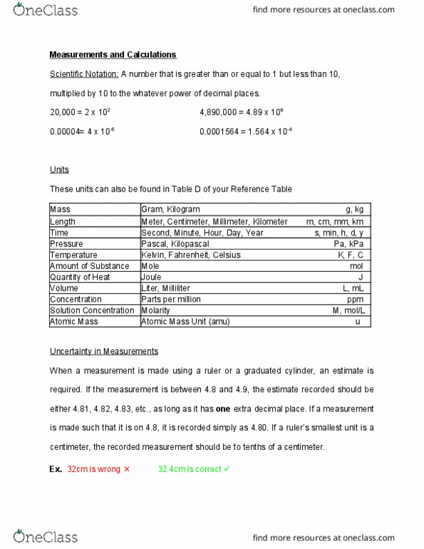 CAS CH 102 Lecture Notes - Lecture 23: Graduated Cylinder, Atomic Mass, Scientific Notation thumbnail