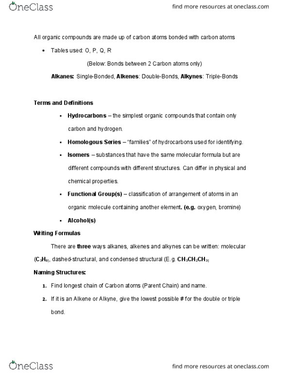 CAS CH 102 Lecture Notes - Lecture 2: Chemical Formula, Alkyne, Alkane thumbnail