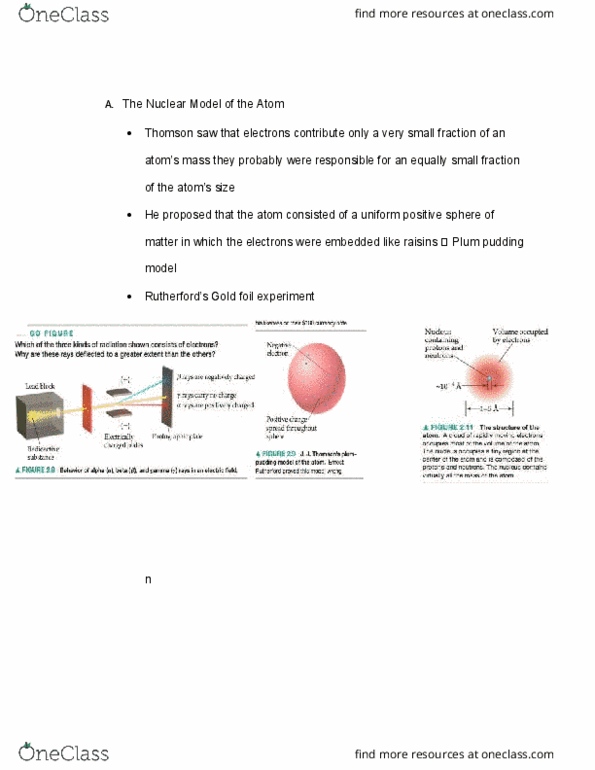 CAS CH 102 Lecture Notes - Lecture 17: Plum Pudding Model, Atomic Nucleus, Atomic Number thumbnail