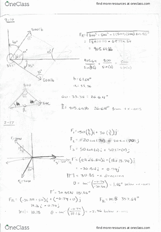 ENGR 2214 Chapter 2: Chpt. 2 Force Vectors HW Worked out thumbnail