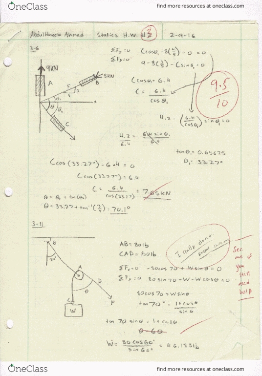 ENGR 2214 Chapter 3: Chpt. 3 Equilibirum of a Particle HW Worked Out thumbnail