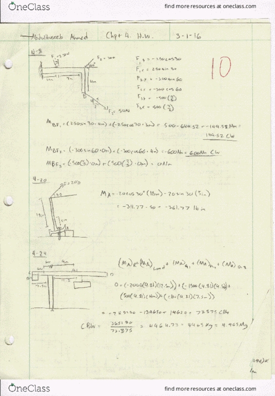 ENGR 2214 Chapter 4: Chpt. 4 Force System Resultant HW Worked Out thumbnail