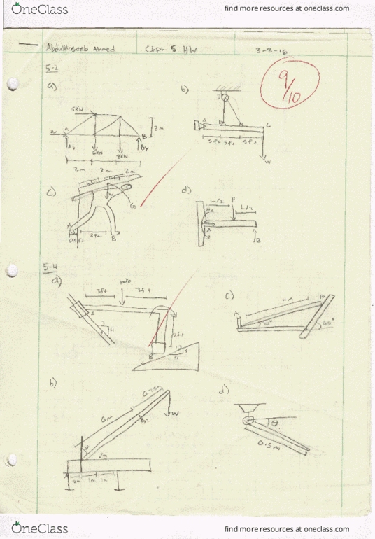 ENGR 2214 Chapter 5: Chpt. 5 Equilibirum of a Rigid Body HW Worked Out thumbnail