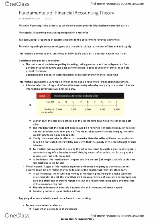 AFM291 Lecture Notes - Lecture 1: Vehicle Insurance, Information Asymmetry, Tax Accounting In The United States thumbnail