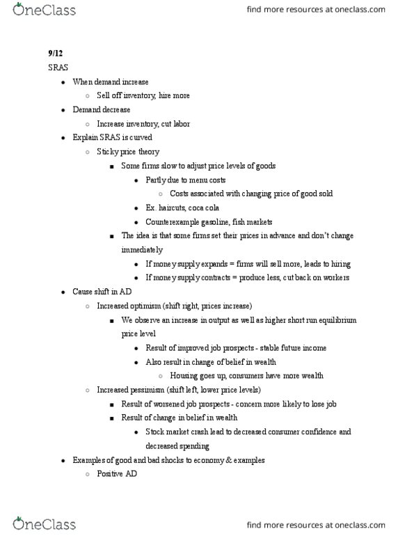 ECON 103 Lecture Notes - Lecture 6: Stock Market Crash, Menu Cost, Microeconomics thumbnail