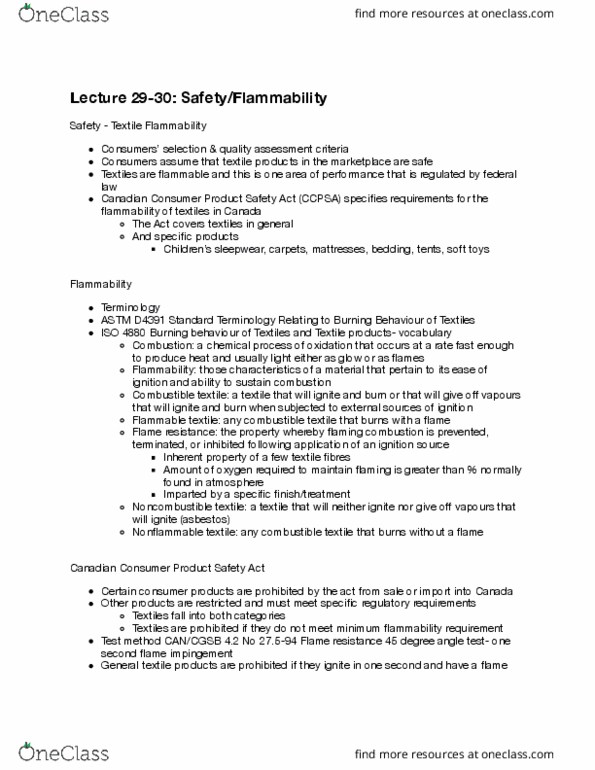 HECOL370 Lecture Notes - Lecture 29: Consumer Product Safety Act, Combustibility And Flammability, Test Method thumbnail