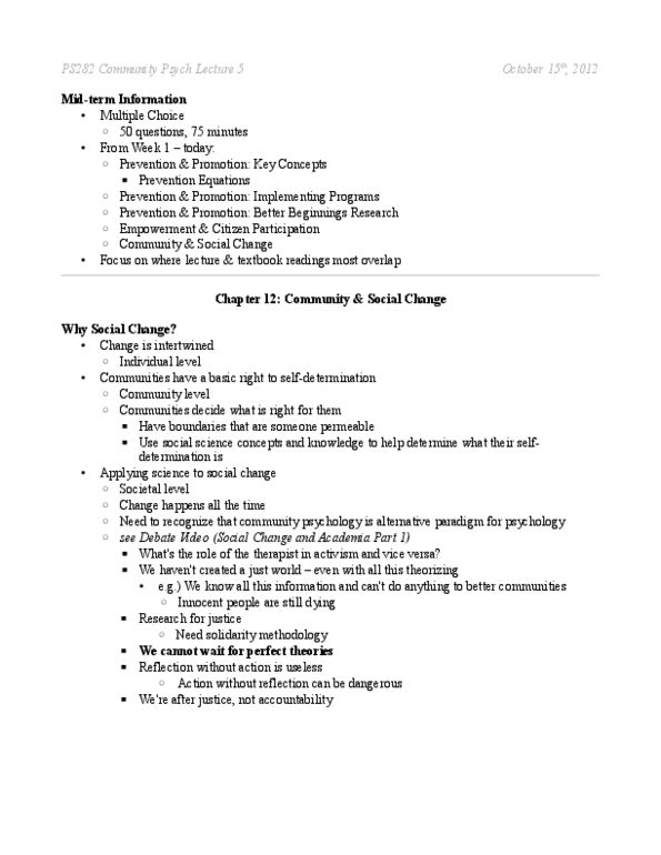 PS282 Lecture Notes - Richard Dawkins, Pacific Institute, Community Psychology thumbnail