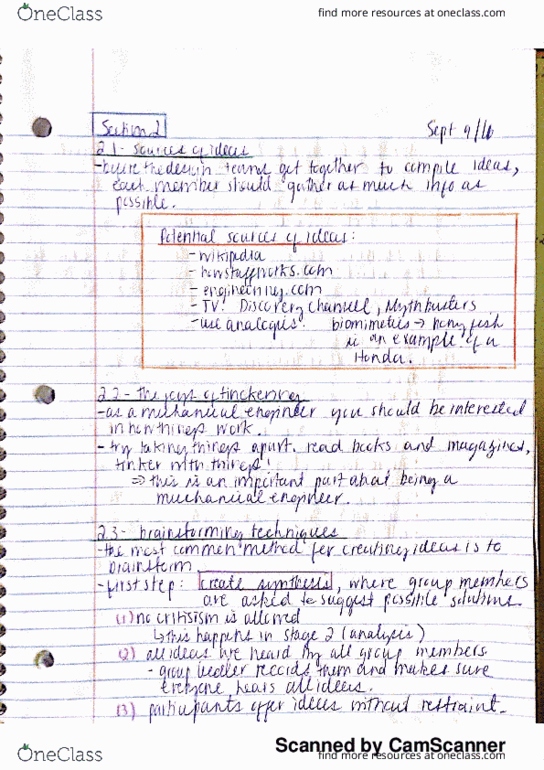 MEC E260 Lecture 2: Chapter 2: Sources of ideas, tinkering, brainstorming techniques, roadblocks to creativity, concept and design evaluation techniques, evaluation using design matrix thumbnail