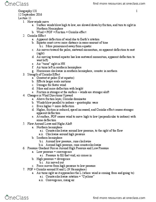 GEOG 131 Lecture Notes - Lecture 11: Coriolis Force, Northern Hemisphere, Longwave thumbnail