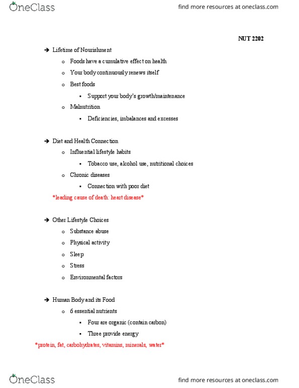 NUT-2202 Lecture Notes - Lecture 1: Substance Abuse, Malnutrition, Calorie thumbnail