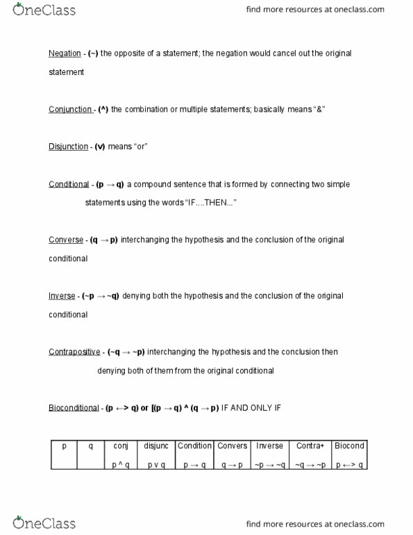 CAS MA 107 Lecture Notes - Lecture 6: Sentence Clause Structure, Contraposition, Modus Tollens thumbnail
