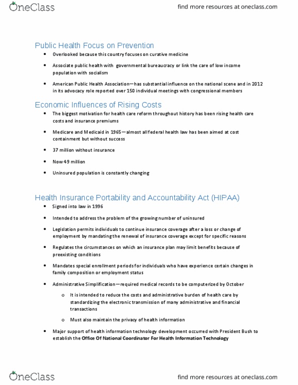 HSA 3111 Chapter Notes - Chapter 2: Office Of The National Coordinator For Health Information Technology, Health Insurance Portability And Accountability Act thumbnail