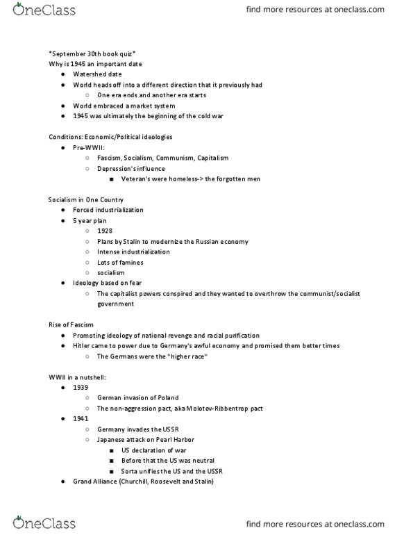 HIST 2211 Lecture Notes - Lecture 2: Clement Attlee, Consumerism thumbnail