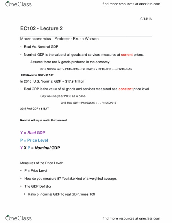 CAS EC 102 Lecture Notes - Lecture 2: Gdp Deflator, Weighted Arithmetic Mean, Market Basket thumbnail