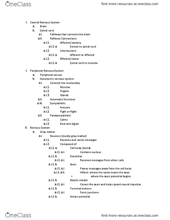 PSYC 2000 Lecture Notes - Lecture 2: Peripheral Nervous System, Spinal Cord, Autonomic Nervous System thumbnail