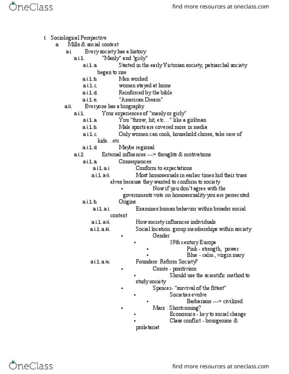 SOCL 2001 Lecture Notes - Lecture 1: Protestant Work Ethic, American Civil Liberties Union, Class Conflict thumbnail