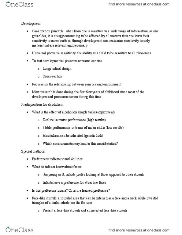 PSYCH 1XX3 Chapter Notes - Chapter 2: Phoneme, Alcoholism, Critical Period thumbnail