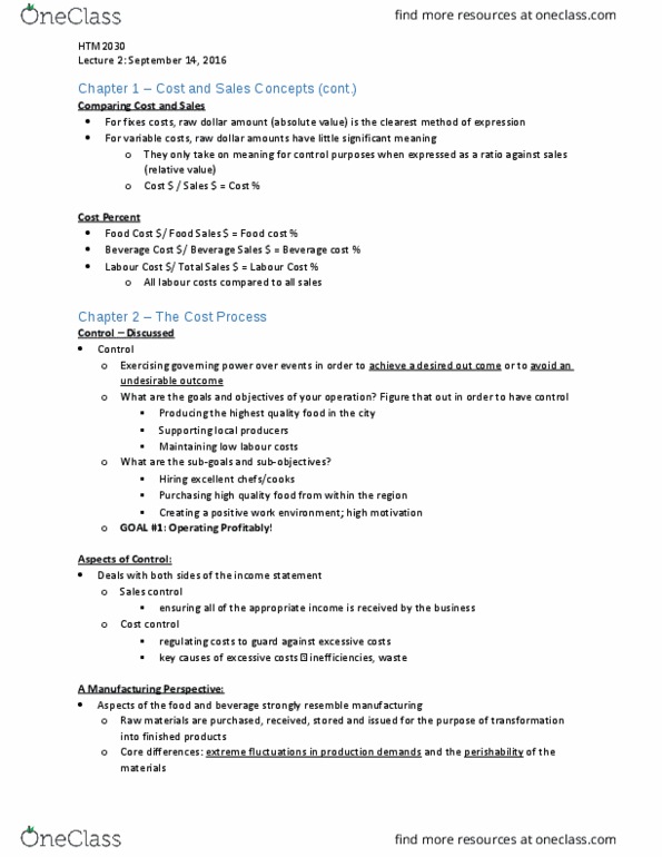 HTM 2030 Lecture Notes - Lecture 2: Cost Accounting, Income Statement thumbnail