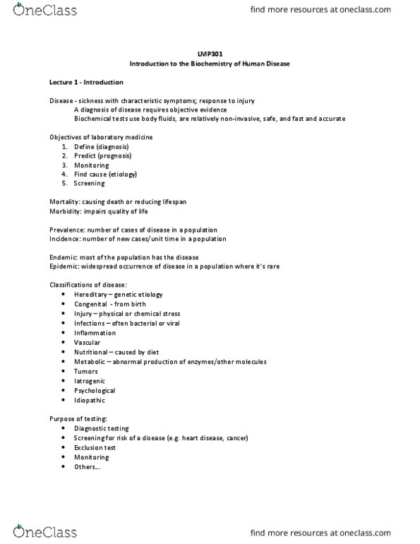 LMP301H1 Lecture Notes - Lecture 1: Hyponatremia, Hyperglycemia, Respiratory Acidosis thumbnail