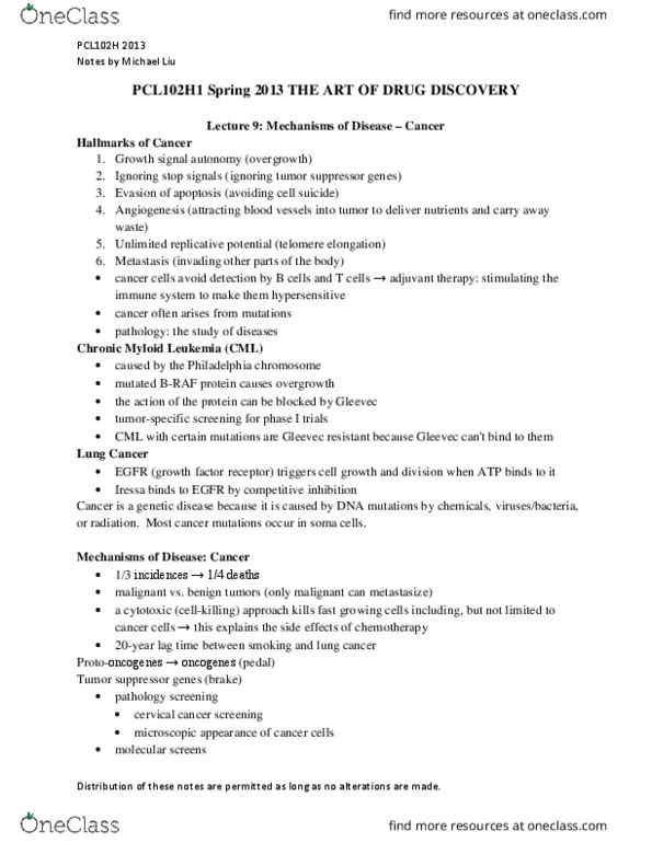PCL102H1 Lecture Notes - Lecture 2: Mutation, Ritonavir, Prodrug thumbnail