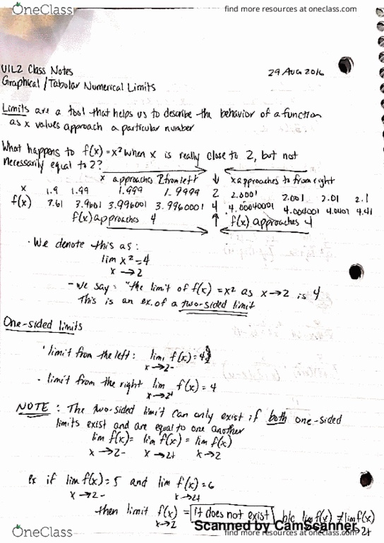 MATH 2043C Lecture 2: U1L2 Graphical and Tabular Numerical Limits thumbnail