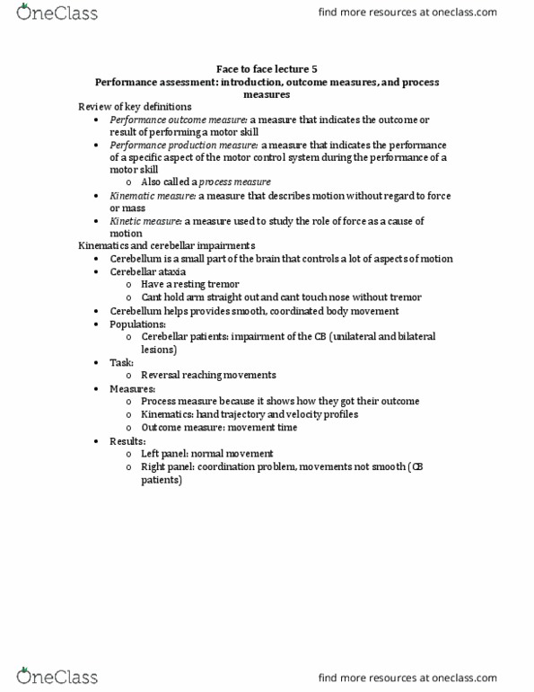 KNES 385 Lecture Notes - Lecture 5: Motor Skill, Cognitive Load, Cerebellar Ataxia thumbnail