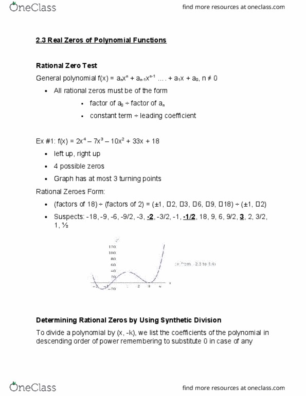 MATH 041 Lecture Notes - Lecture 9: Quadratic Formula, Coefficient thumbnail