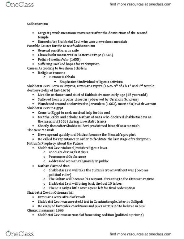 JWST 347 Lecture Notes - Lecture 2: Bipolar Disorder, Rabbi Jonathan, Gershom Scholem thumbnail