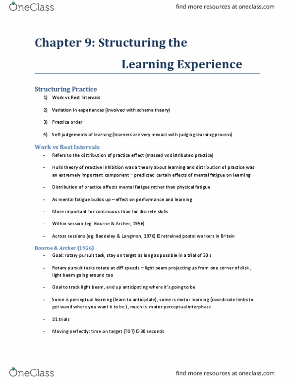 KINESIOL 1E03 Lecture Notes - Lecture 14: Counterintuitive, Perceptual Learning, Motor Learning thumbnail