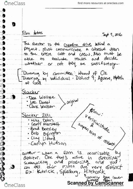 FILM 1502 Lecture 6: Intro to Film Notes Sept 10 thumbnail