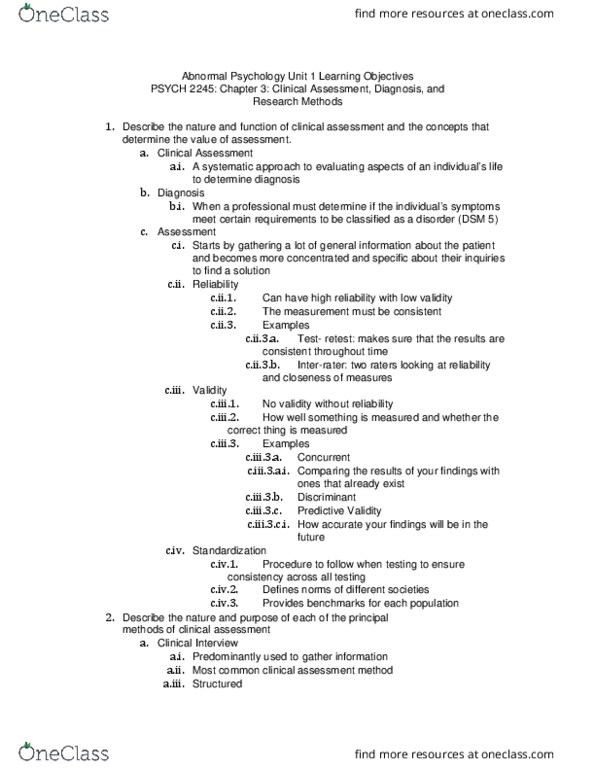 PSYCH-2245 Lecture Notes - Lecture 1: Neuropsychological Test, Sensorium, Discriminant thumbnail