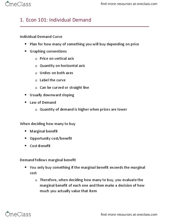 ECON 101 Lecture Notes - Lecture 3: Marginal Cost, Marginal Utility thumbnail