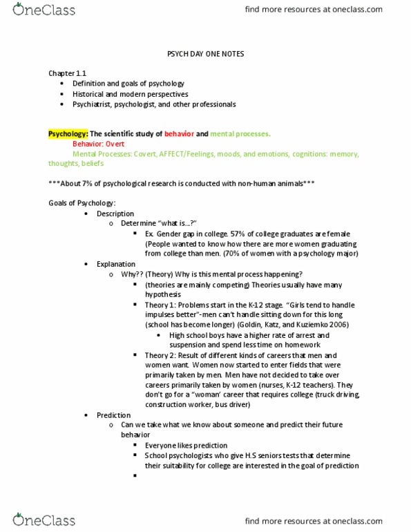 PSYC 101 Lecture Notes - Lecture 1: Sigmund Freud, Wilhelm Wundt, Psychoanalysis thumbnail