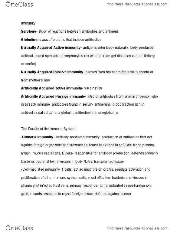 CAS PS 211 Lecture Notes - Lecture 26: Fetus, Antiserum, Epitope thumbnail