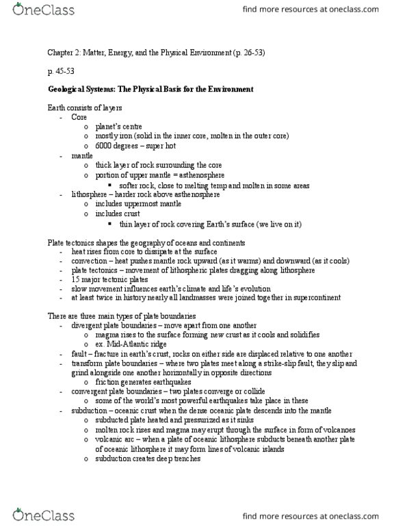 GGR314H1 Chapter Notes - Chapter 2: Convergent Boundary, Continental Crust, Oceanic Crust thumbnail