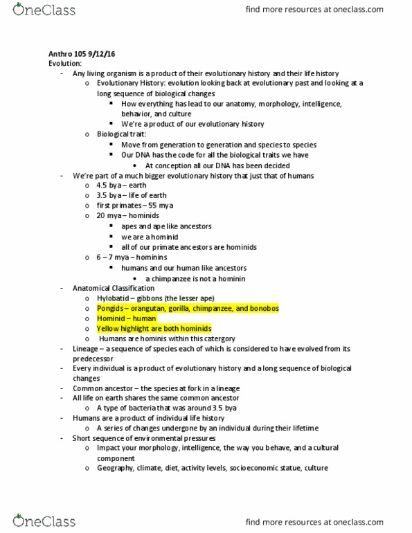 ANTHRO 105 Lecture Notes - Lecture 3: James Hutton, Georges Cuvier, Butler Act thumbnail