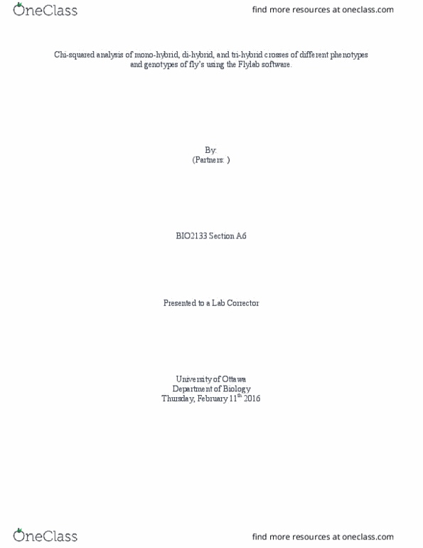 BIO 2133 Lecture Notes - Lecture 2: Punnett Square, Mendelian Inheritance, Phenotype thumbnail