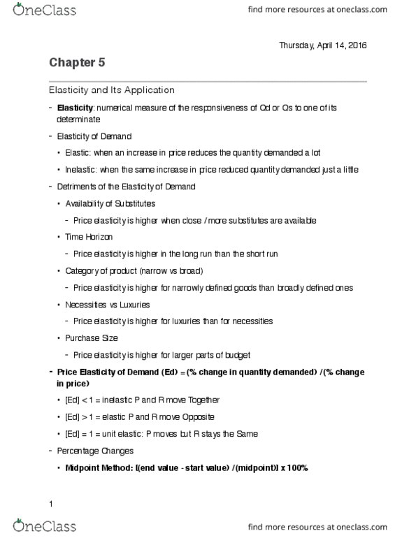 ECON 1 Lecture Notes - Lecture 5: Demand Curve thumbnail