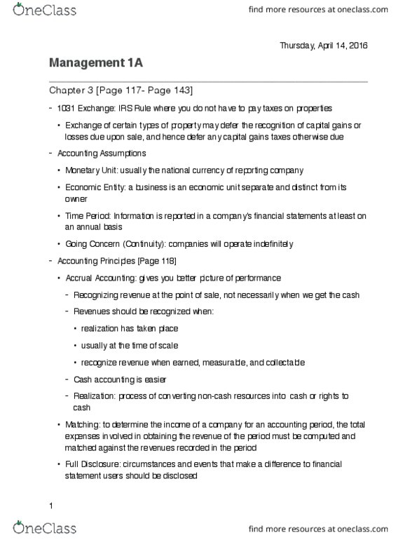 MGMT 1A Lecture Notes - Lecture 3: Internal Revenue Code Section 1031, Accrual, Trial Balance thumbnail