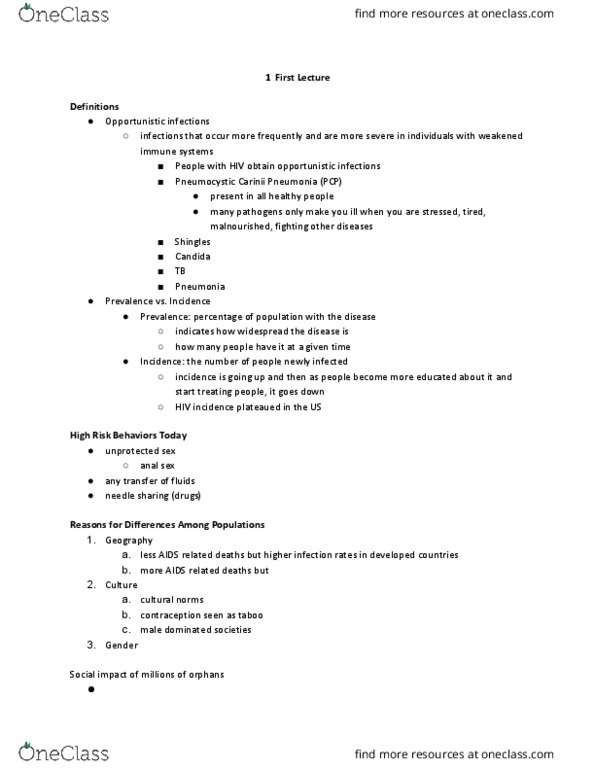 BIOLOGY 154 Lecture Notes - Lecture 1: Drug Injection, Condom, Shingles thumbnail