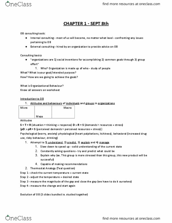 COMMERCE 1BA3 Lecture Notes - Lecture 2: Hawthorne Effect, Elton Mayo, Thermostat thumbnail