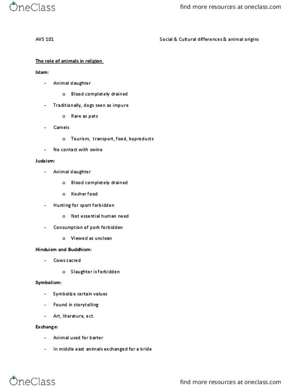 AVS 101 Lecture Notes - Lecture 2: Mouflon, Urial, Barter thumbnail